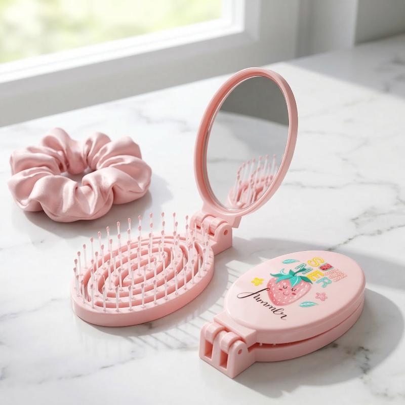 Men'S Grooming Mirror - 【L】Folding Hair Comb Brush 2in1 Travel