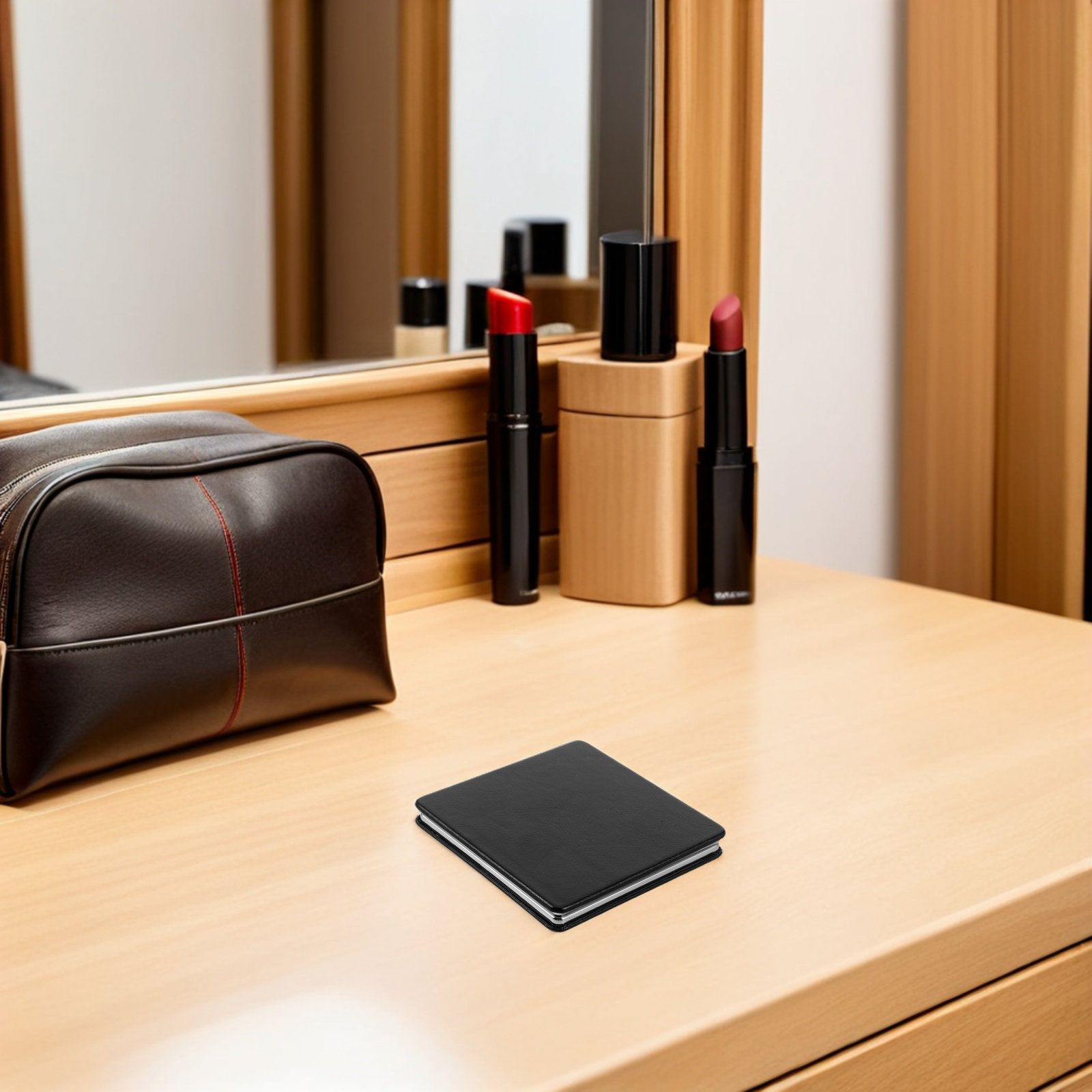 Men'S Grooming Mirror - Folding Compact Mirror 8Cm Portable Travel