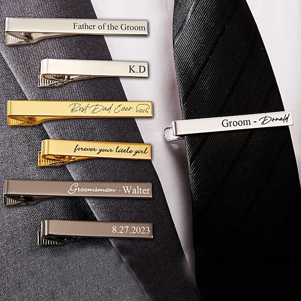 Men Grooming Usa - New Custom Carved Name Tie Clips
