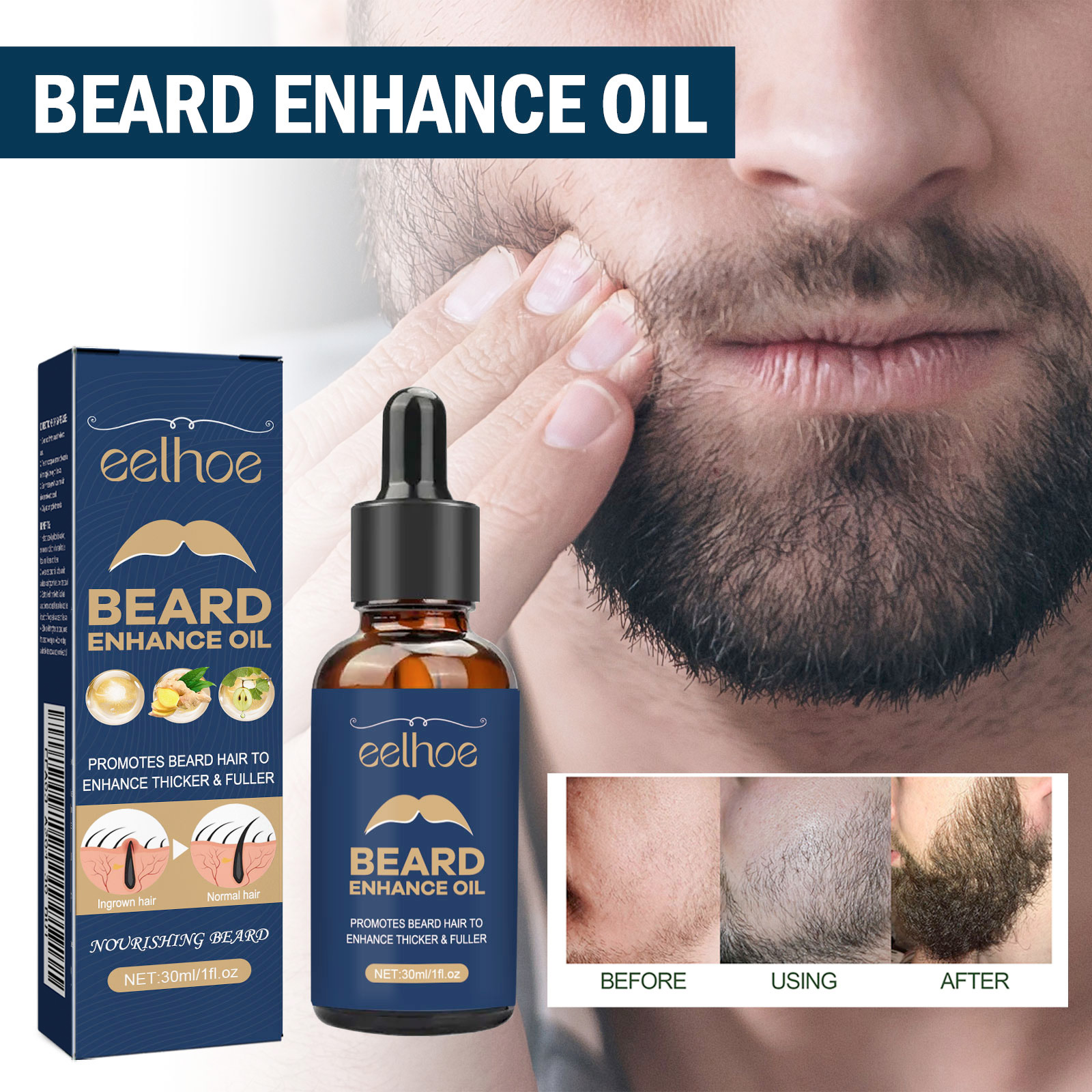 30ml Eelhoe Organic Beard Oil  - Men'S Beard Grooming ulasan dan harga