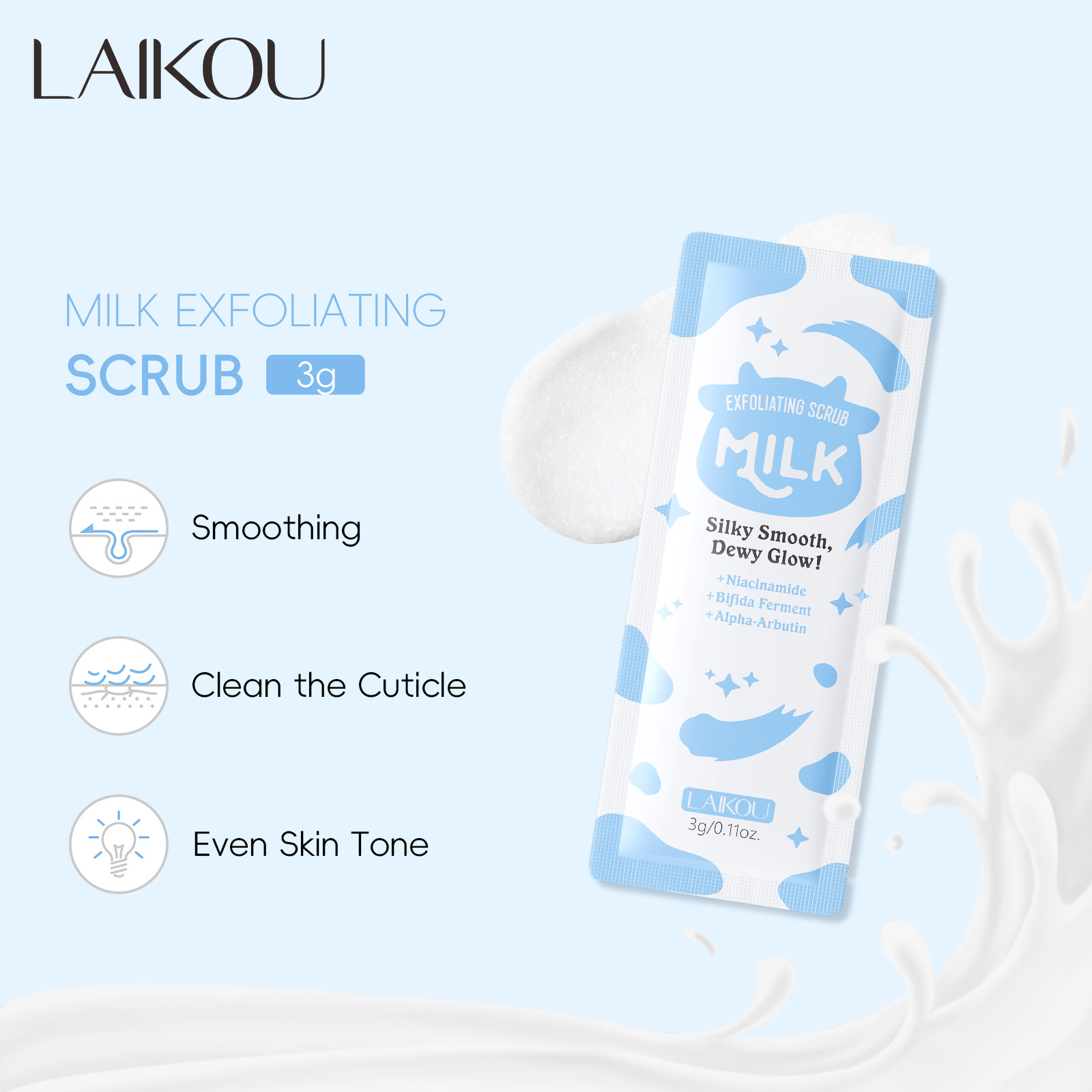 LAIKOU Milk Body Scrub 3g 10Pa - Exfoliating Scrub Mens ulasan dan harga