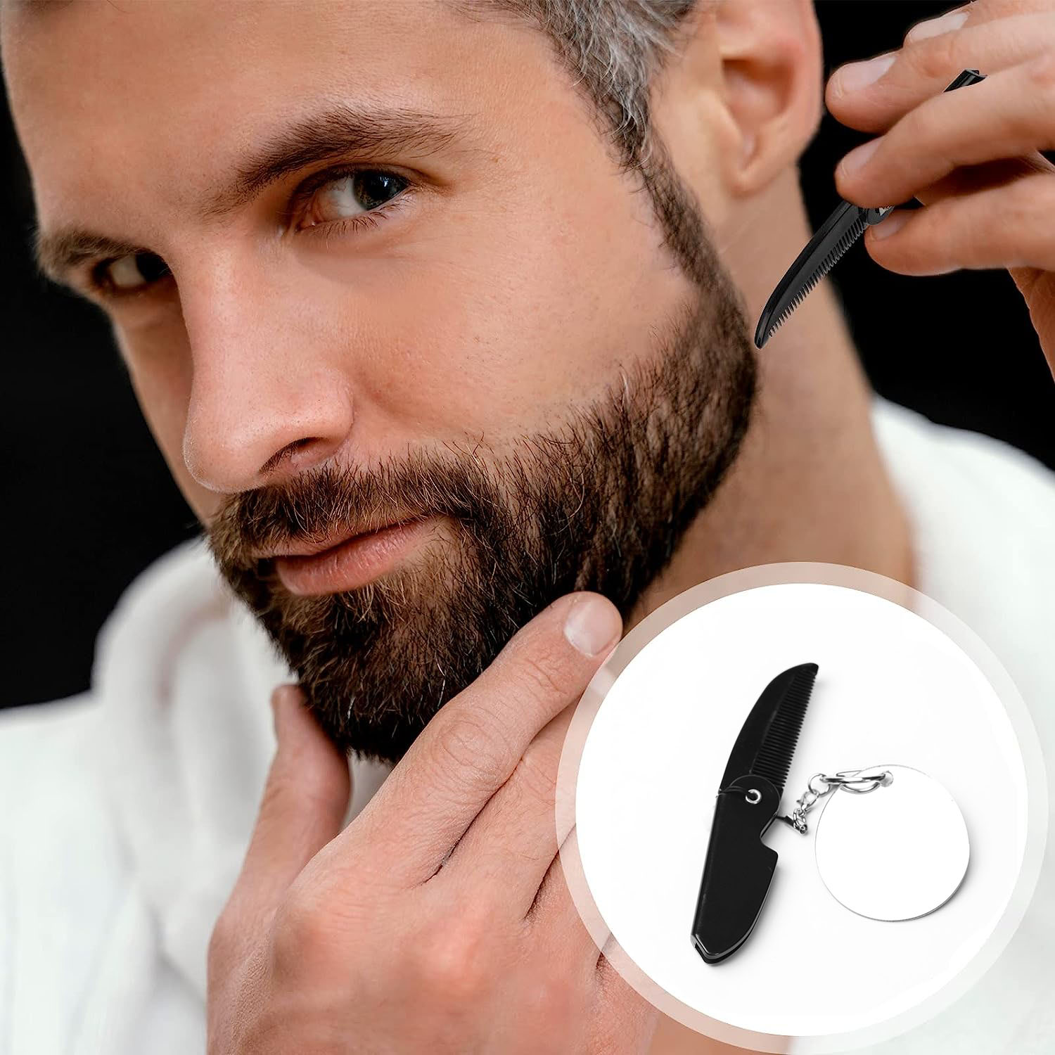 Portable Folding Beard Comb fo - Men'S Grooming Mirror ulasan dan harga
