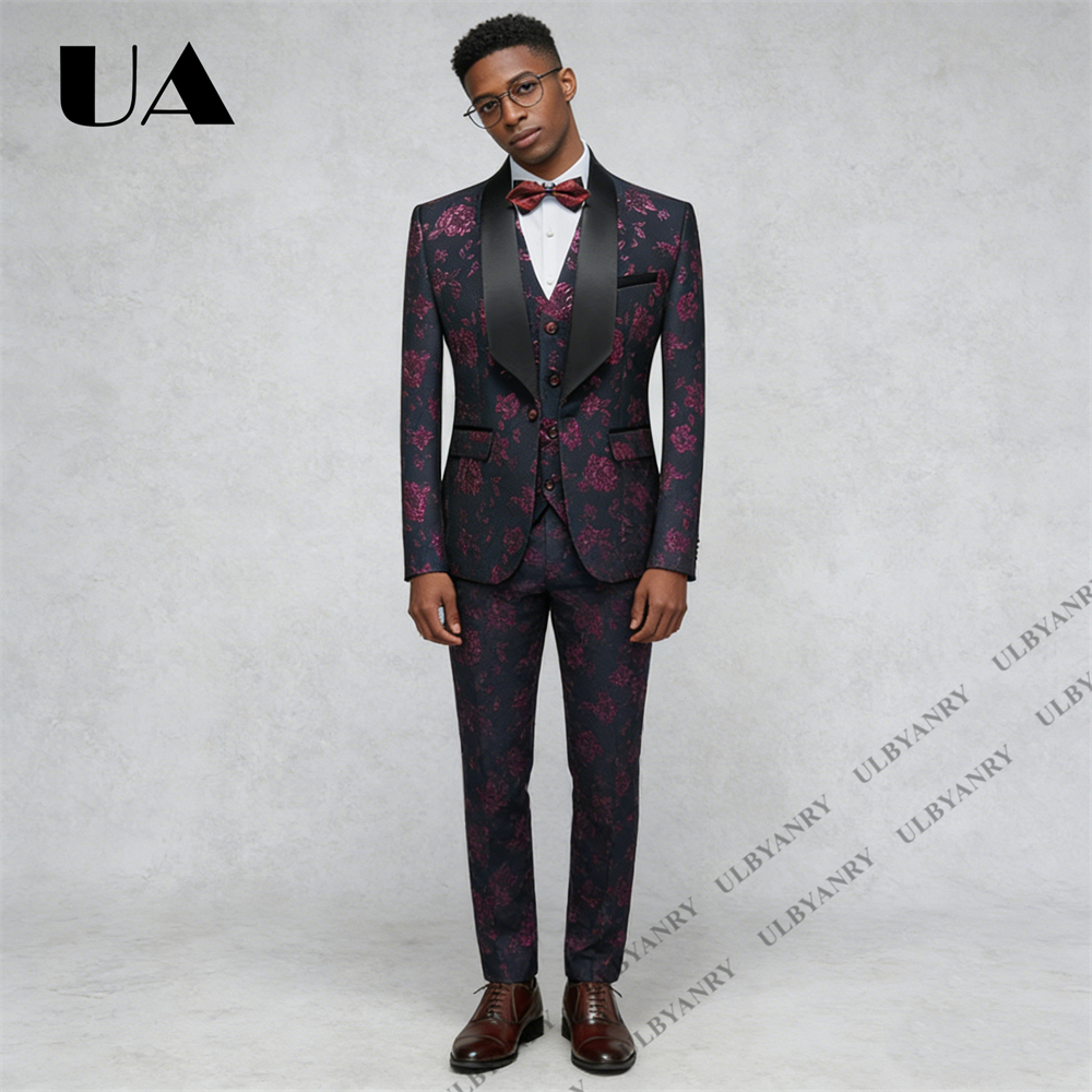 ULBYANRY Floral Jacquard Suit  - Men'S Grooming Pictures ulasan dan harga