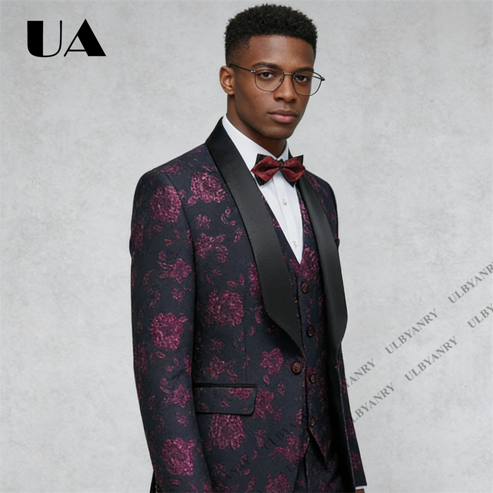 ULBYANRY Floral Jacquard Suit  - Men'S Grooming Pictures ulasan dan harga