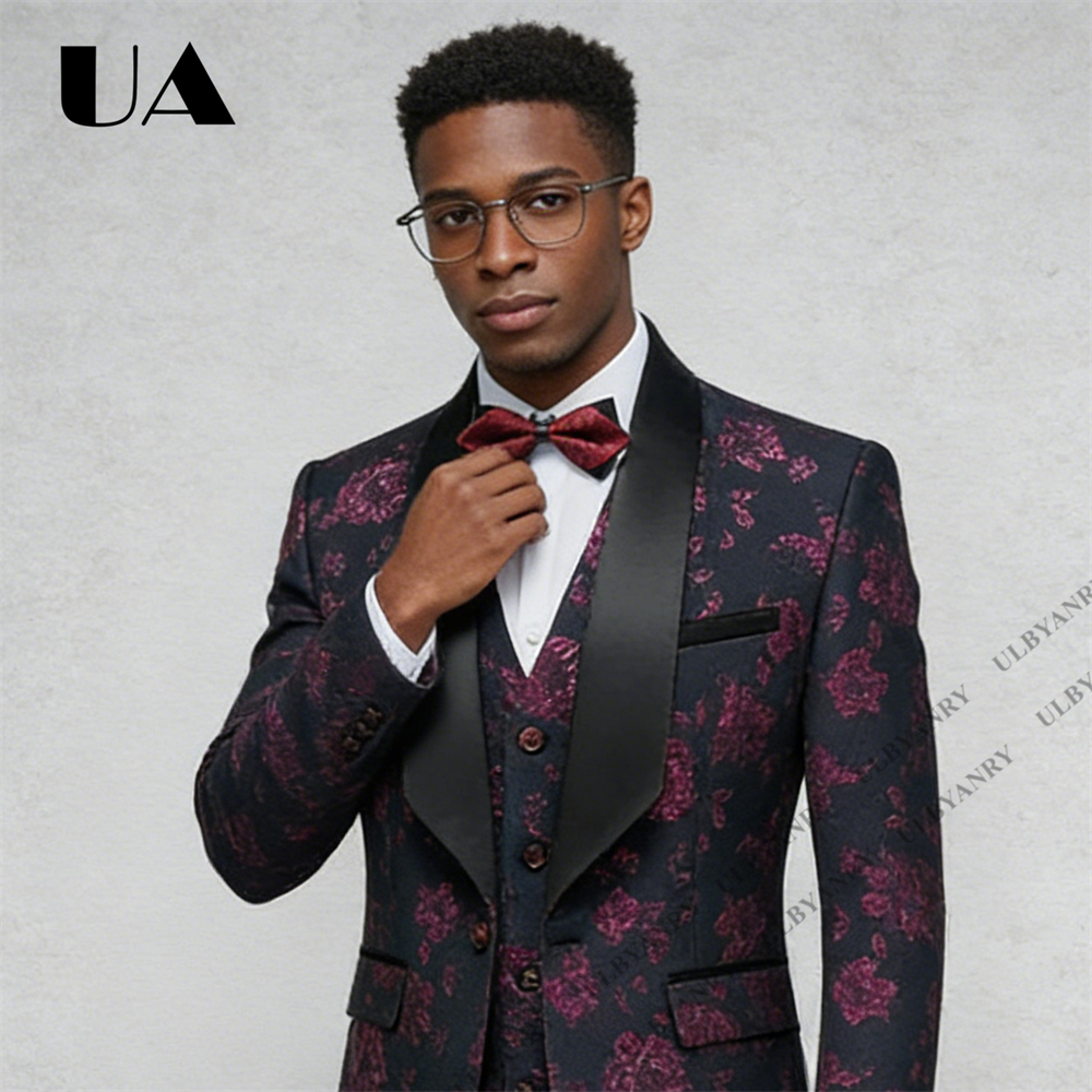 ULBYANRY Floral Jacquard Suit  - Men'S Grooming Pictures ulasan dan harga