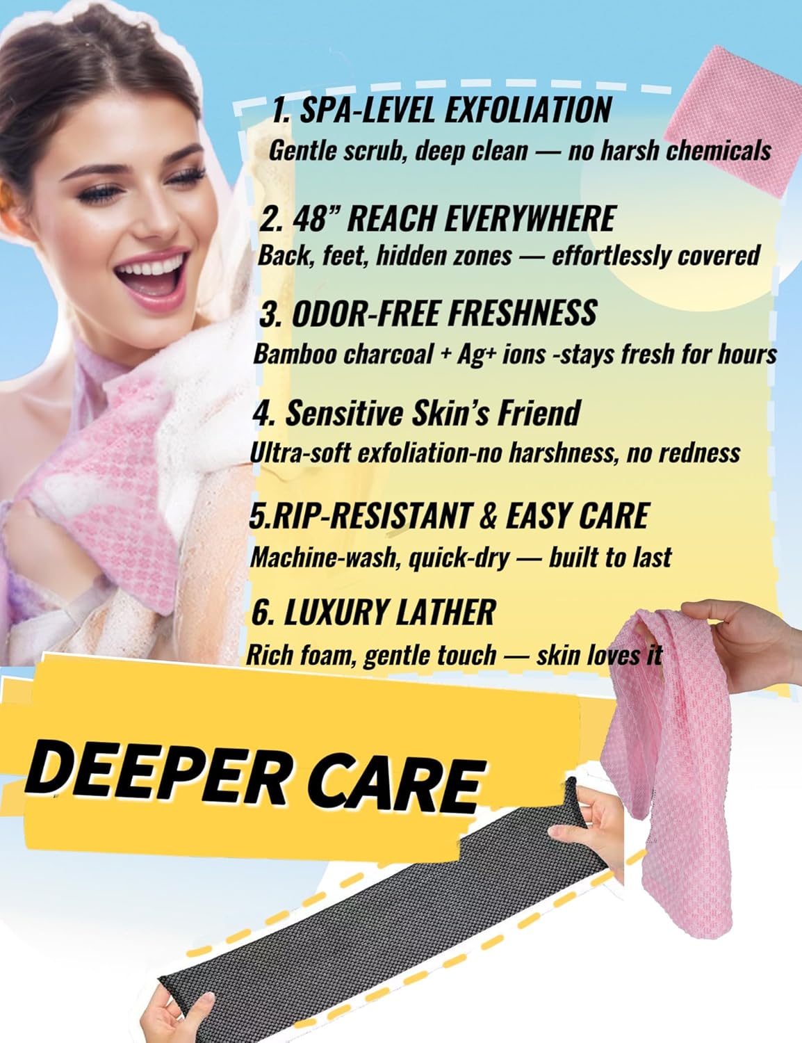 Exfoliating Shower Towel 48